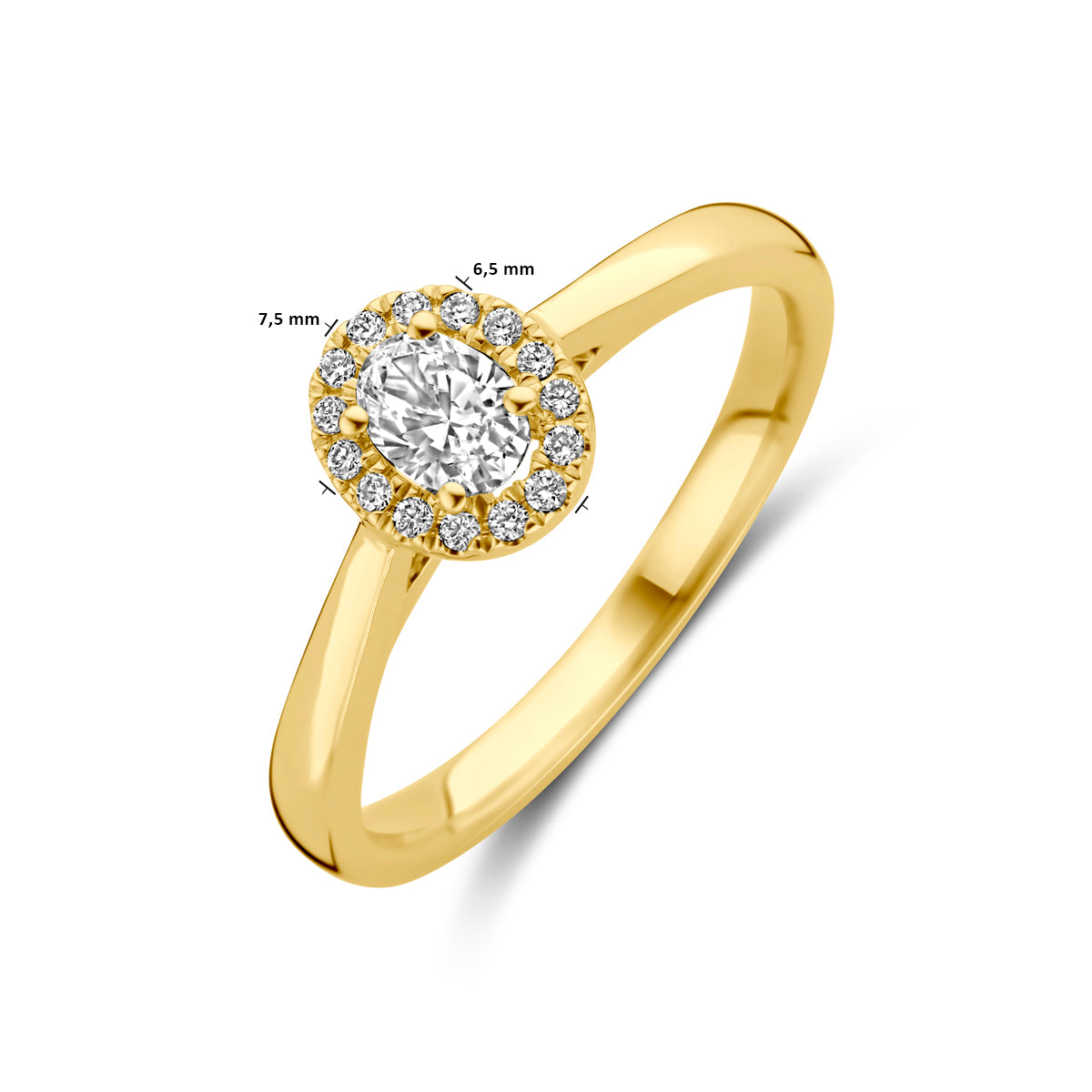 14K Geelgouden Ring met Lab Grown Diamant 0,32 ct - aanzicht 5