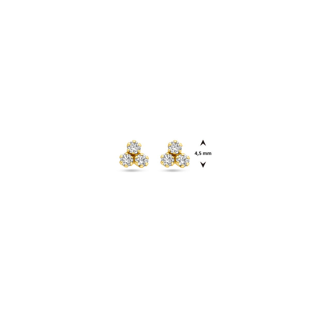 Kasius 14K Geelgouden Oorknoppen met Zirkonia 4,5 mm 4033220 - aanzicht 4