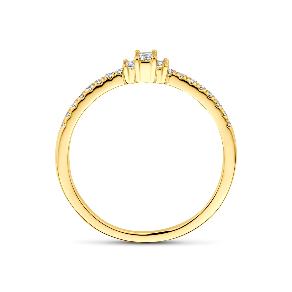 14K Geelgouden Ring met Lab Grown Diamant 0,21 ct - aanzicht 3