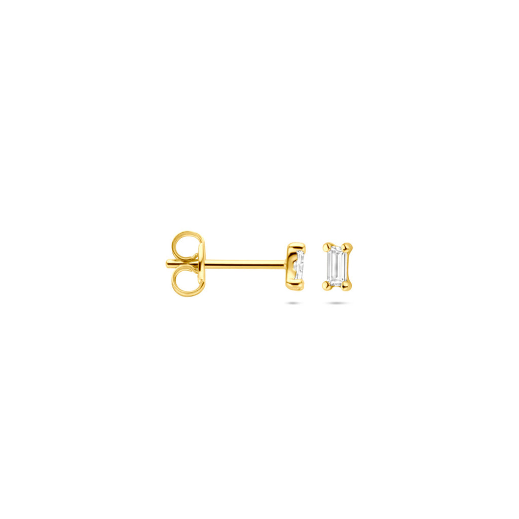 14K Geelgouden Oorknoppen met Zirkonia 3,5 mm - aanzicht 3