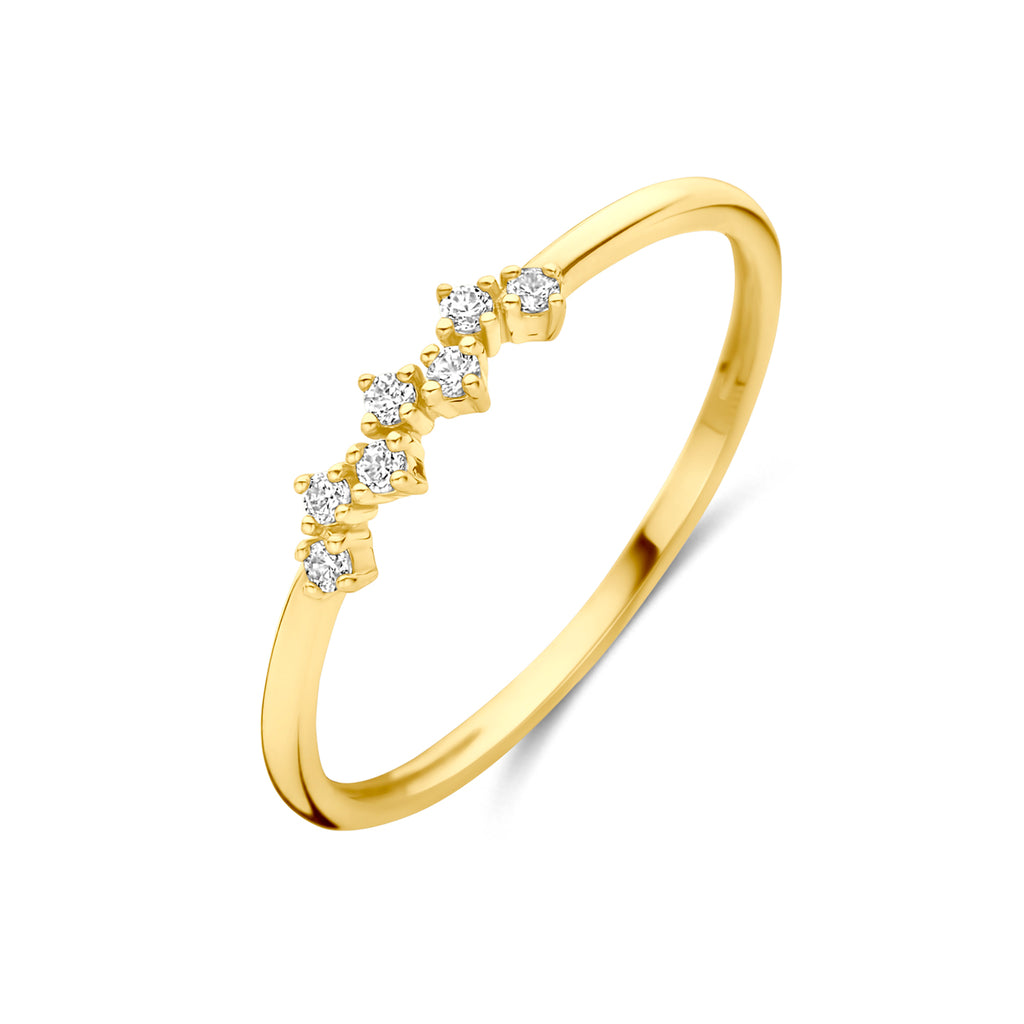14K Geelgouden Ring met Zirkonia 3 mm
