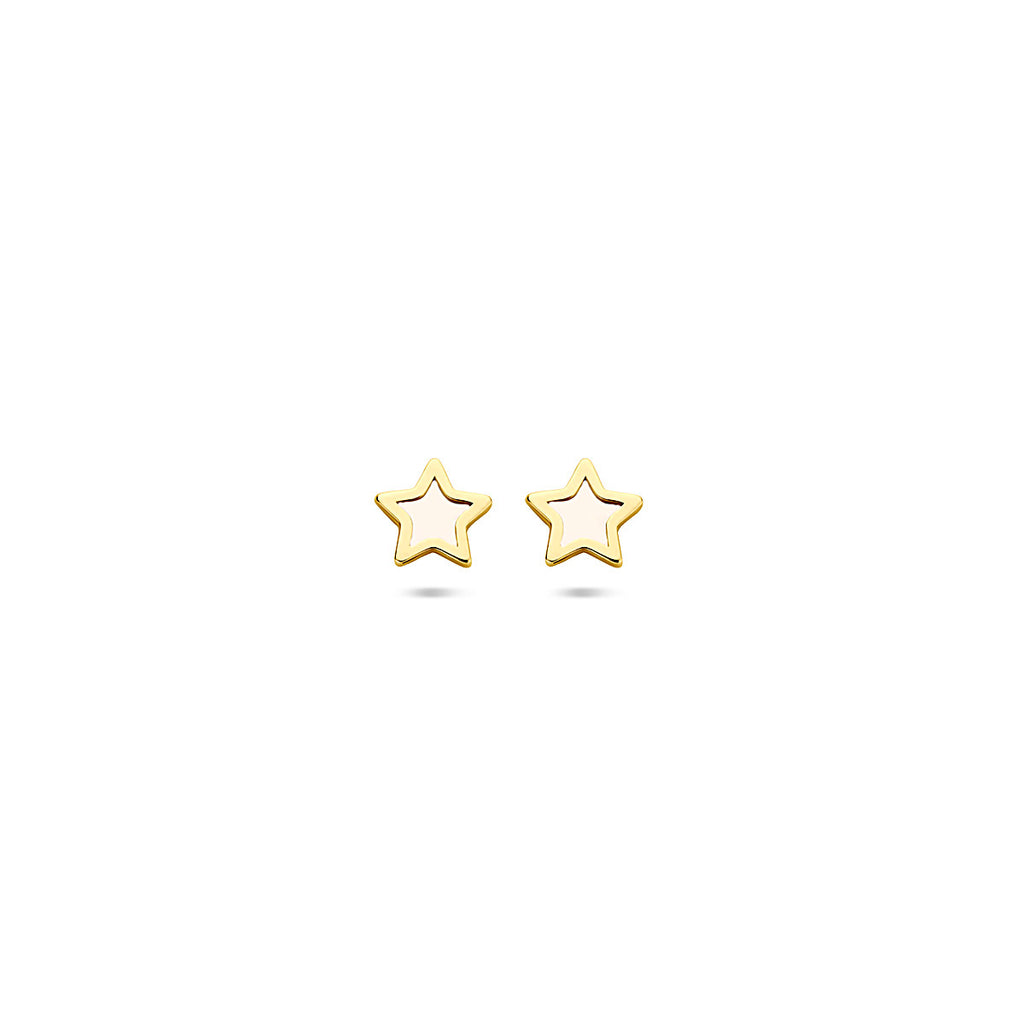 14K geelgouden oorknoppen ster parelmoer 5 mm 4034233