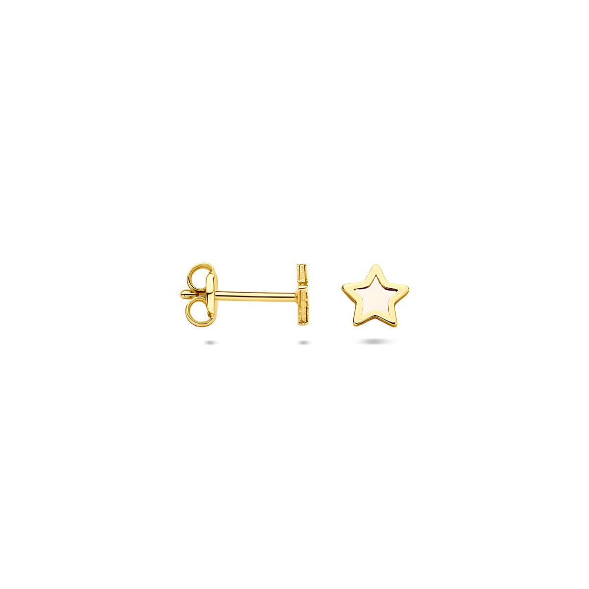14K geelgouden oorknoppen ster parelmoer 5 mm 4034233