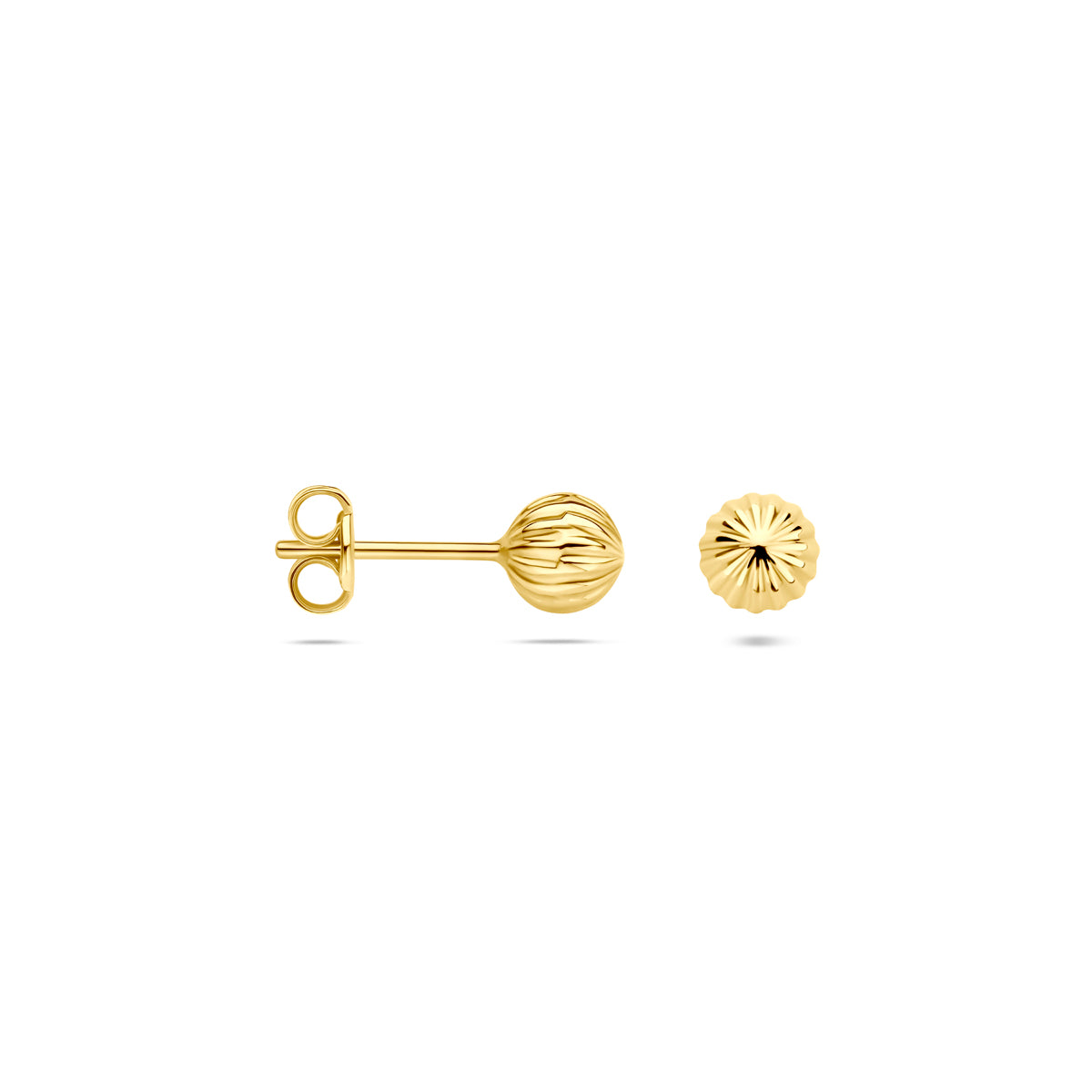 14K Geelgouden Bol Oorknoppen 5 mm - aanzicht 3