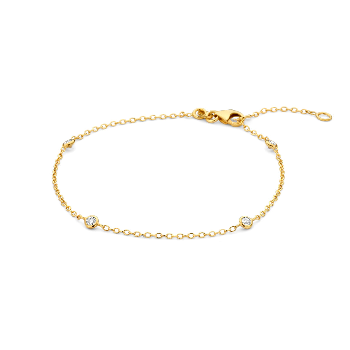 14K Geelgouden Armband met Zirkonia 17-19 cm