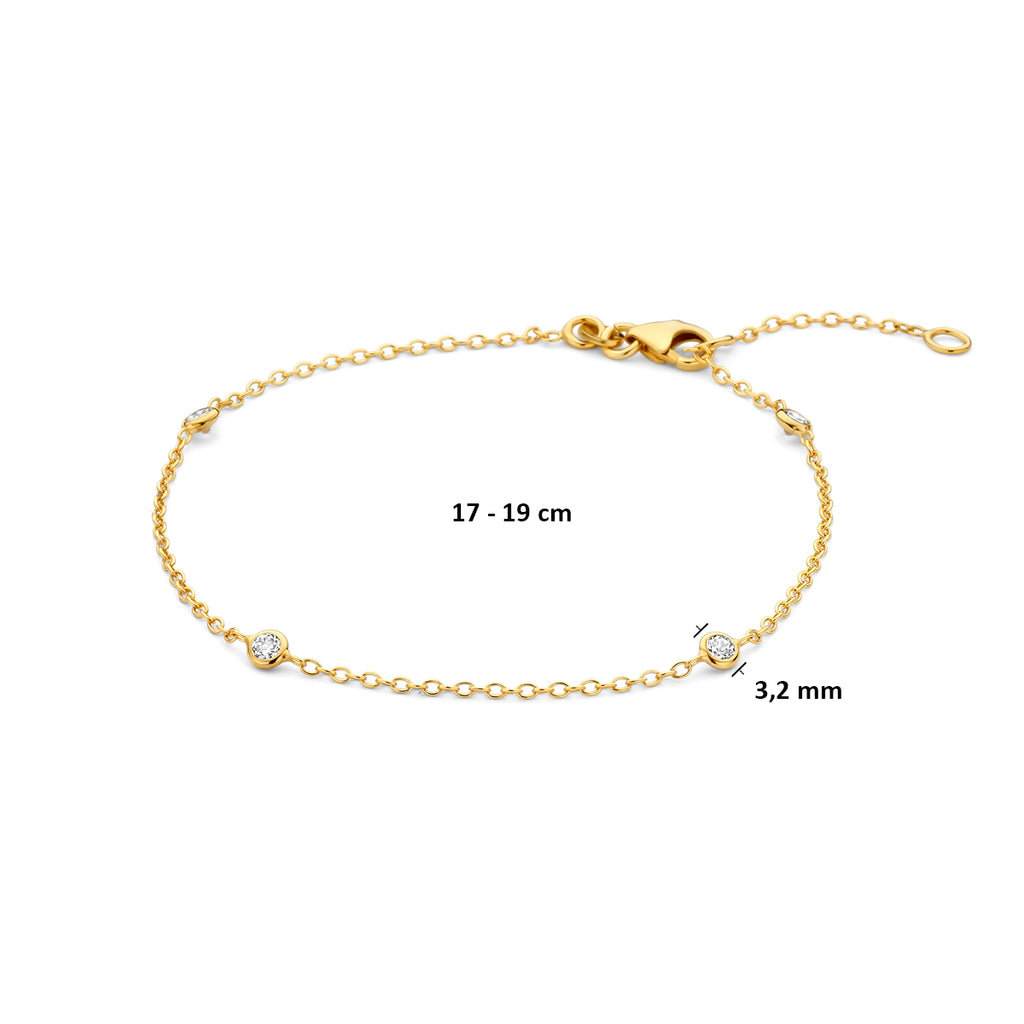 14K Geelgouden Armband met Zirkonia 17-19 cm - aanzicht 3