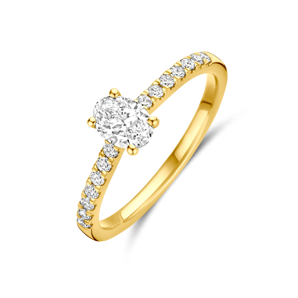 14K Geelgouden Ring met Lab Grown Diamant 0,58 ct