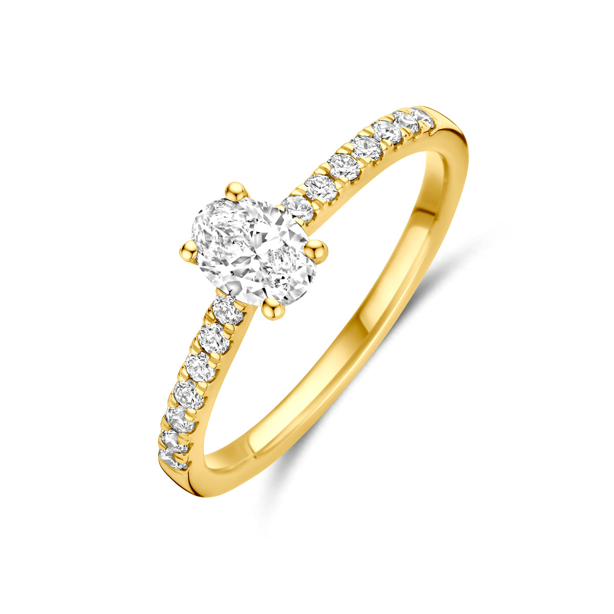 14K Geelgouden Ring met Lab Grown Diamant 0,58 ct
