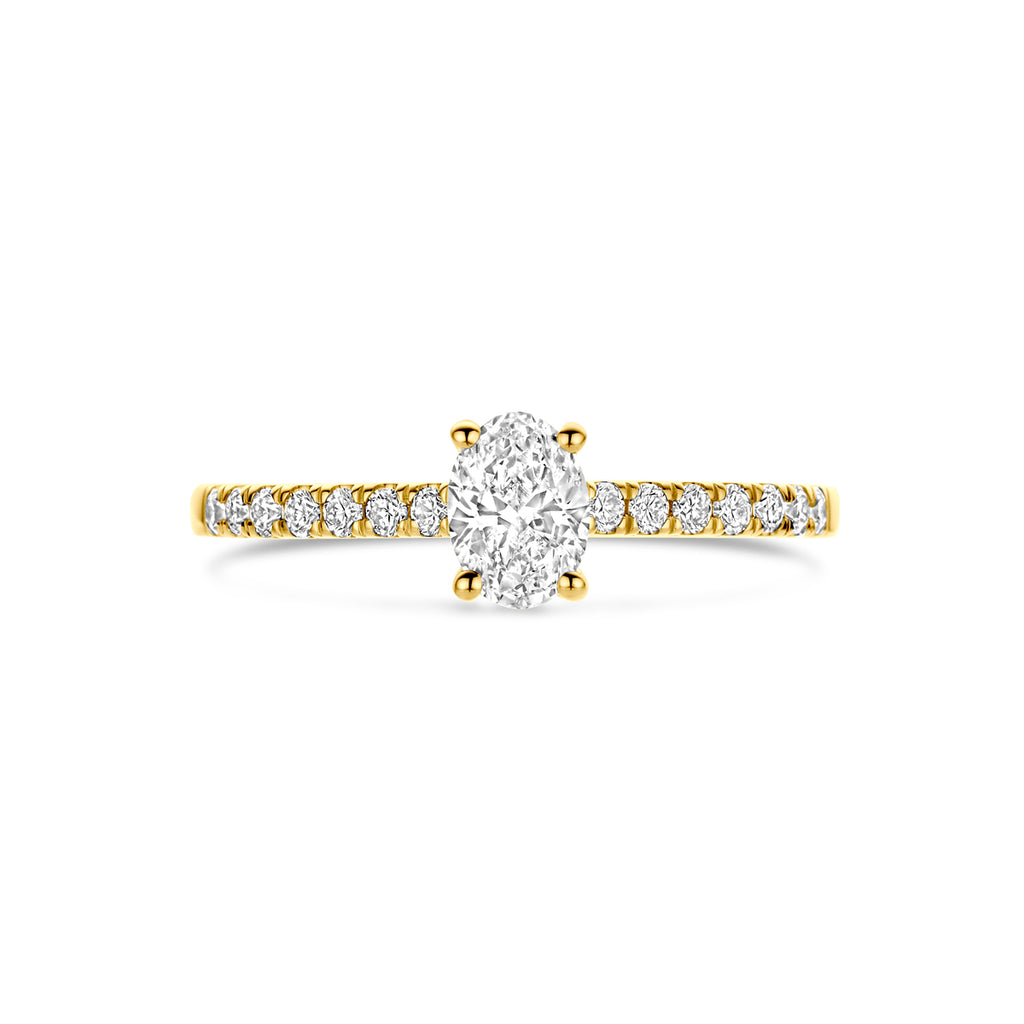 14K Geelgouden Ring met Lab Grown Diamant 0,58 ct - aanzicht 4