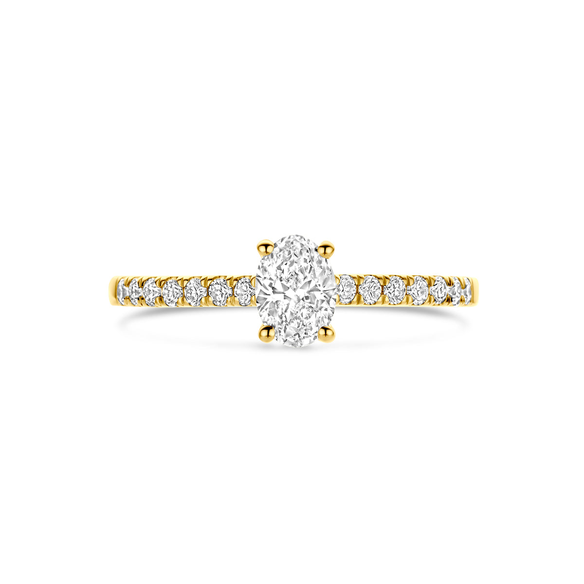 14K Geelgouden Ring met Lab Grown Diamant 0,58 ct - aanzicht 4