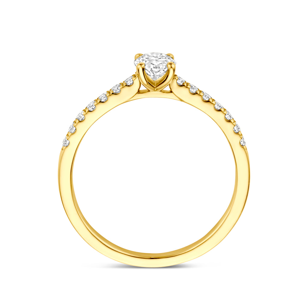 14K Geelgouden Ring met Lab Grown Diamant 0,58 ct - aanzicht 3