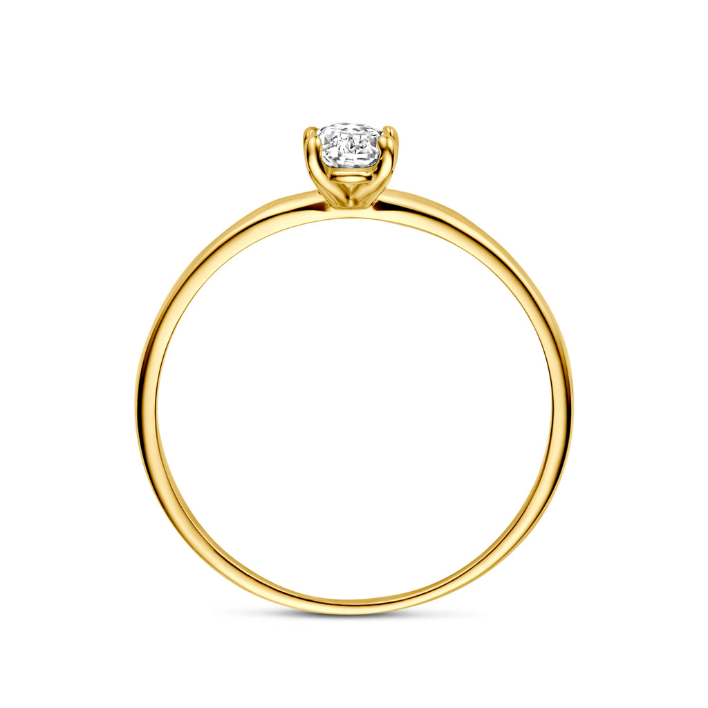 Kasius 14K Geelgouden Ring met Zirkonia 6 x 4 mm 4034925 - aanzicht 3