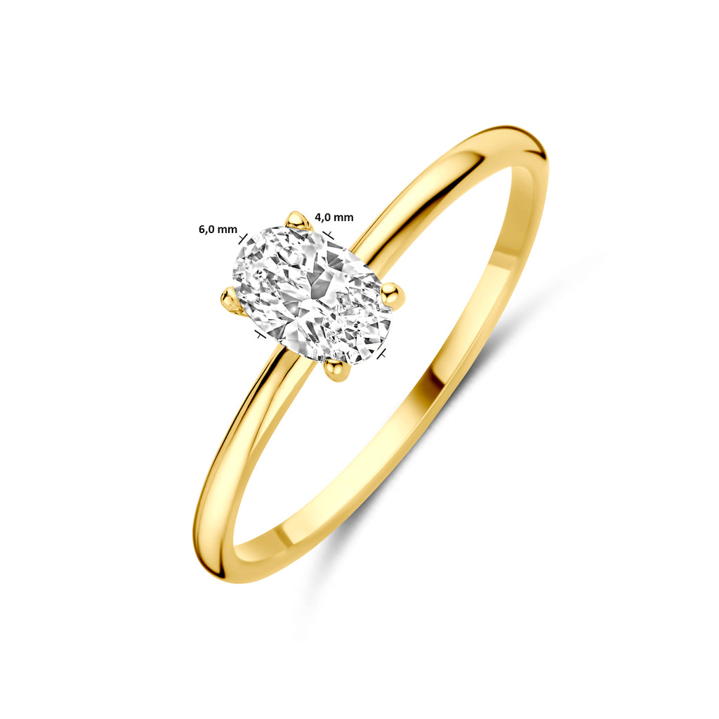 Kasius 14K Geelgouden Ring met Zirkonia 6 x 4 mm 4034925 - aanzicht 5