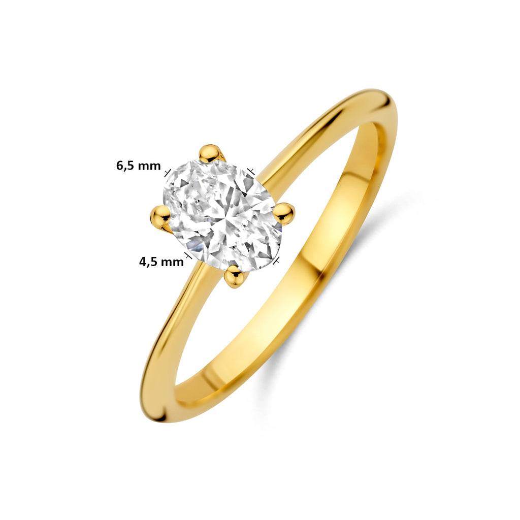 14K Geelgouden Ring met Lab Grown Diamant 0,50 ct - aanzicht 5