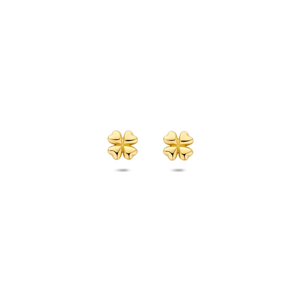 14K geelgouden oorknoppen klavertje 3,5 mm 4035625