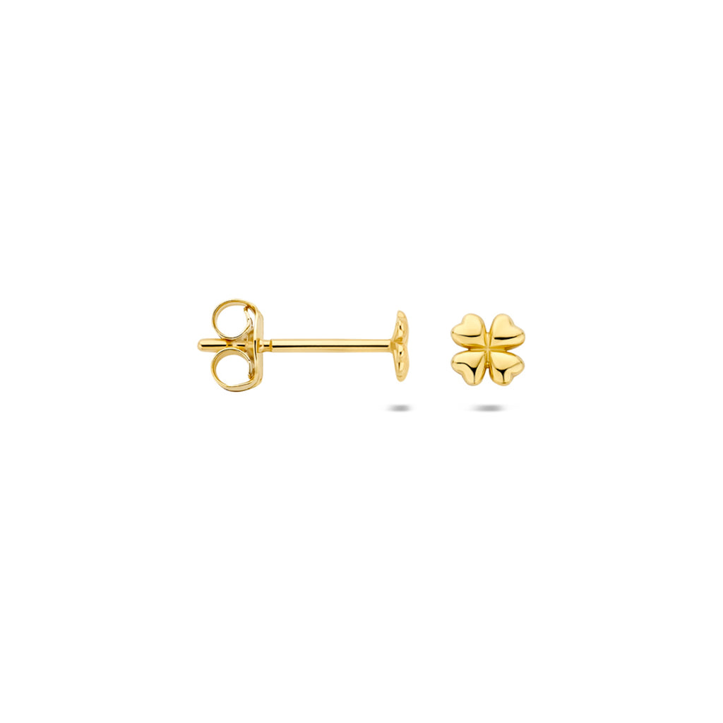 14K geelgouden oorknoppen klavertje 3,5 mm 4035625