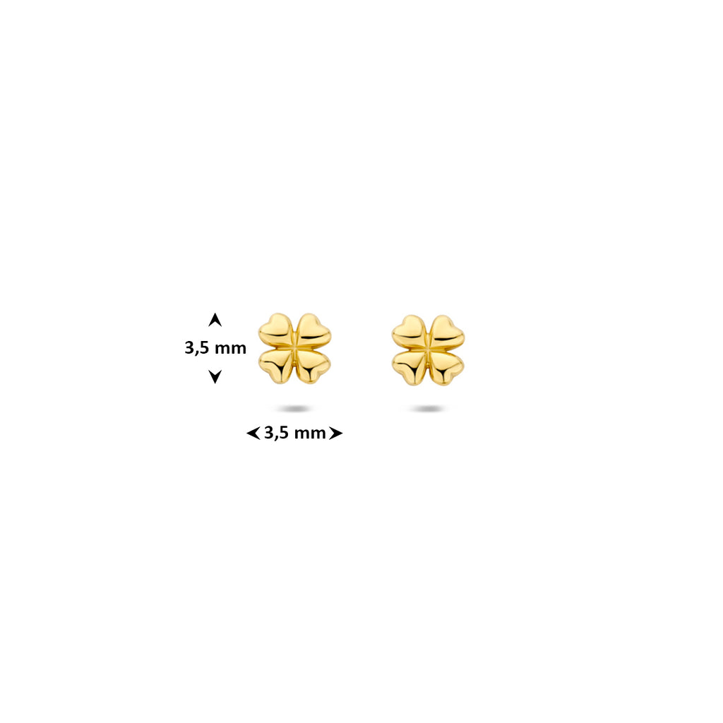 14K geelgouden oorknoppen klavertje 3,5 mm 4035625