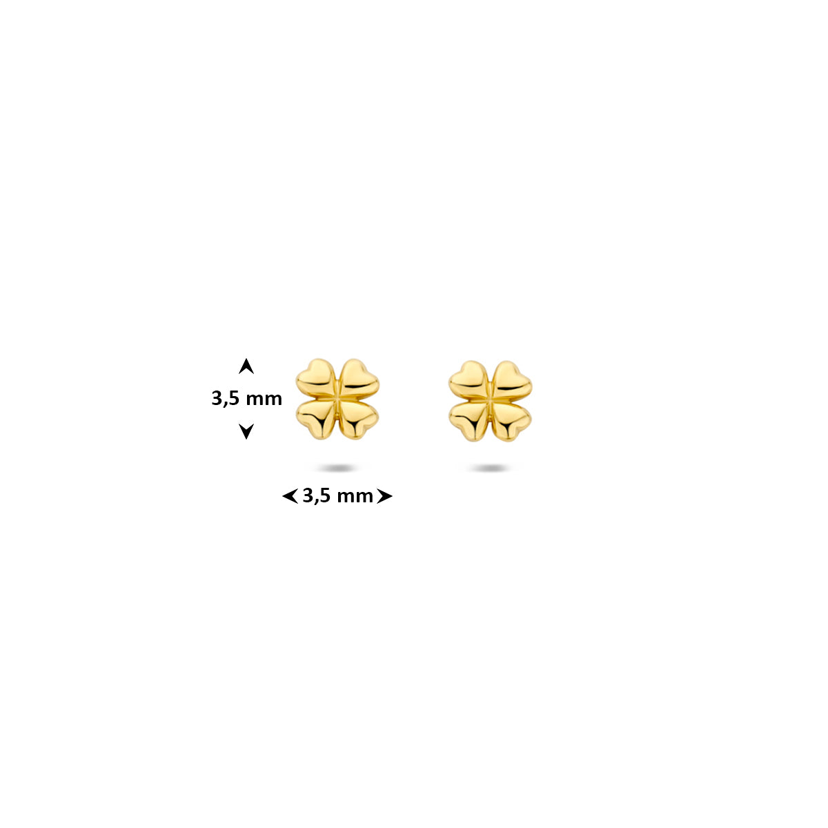 14K geelgouden oorknoppen klavertje 3,5 mm 4035625