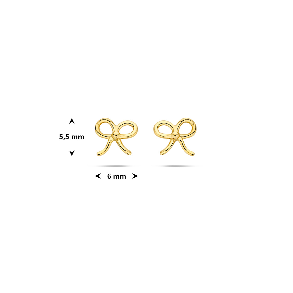 14K Geelgouden Strik Oorknoppen 5,5 mm - aanzicht 4