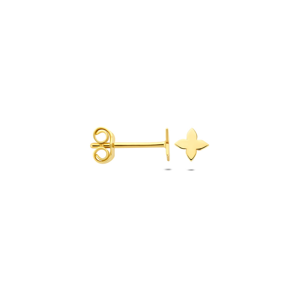 14K Geelgouden Bol Oorknoppen 4 mm - aanzicht 3