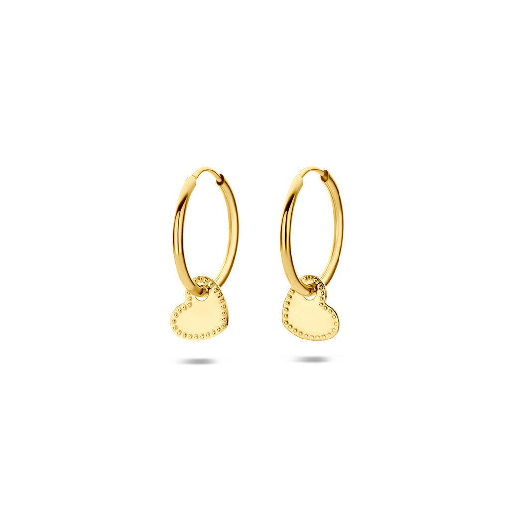 14K Geelgouden Hart Oorringen 14 mm