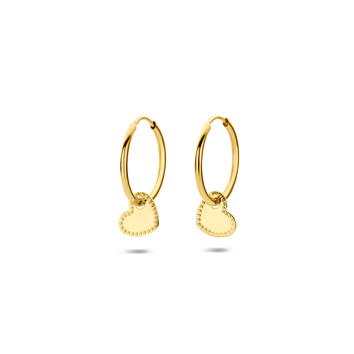 14K Geelgouden Hart Oorringen 14 mm
