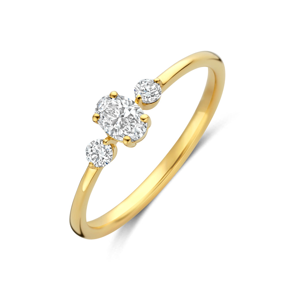 14K Geelgouden Trilogie Ring met Lab Grown Diamant 0,34 ct