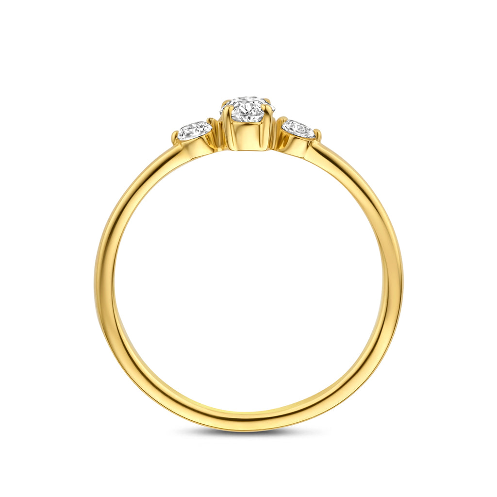 14K Geelgouden Trilogie Ring met Lab Grown Diamant 0,34 ct - aanzicht 3