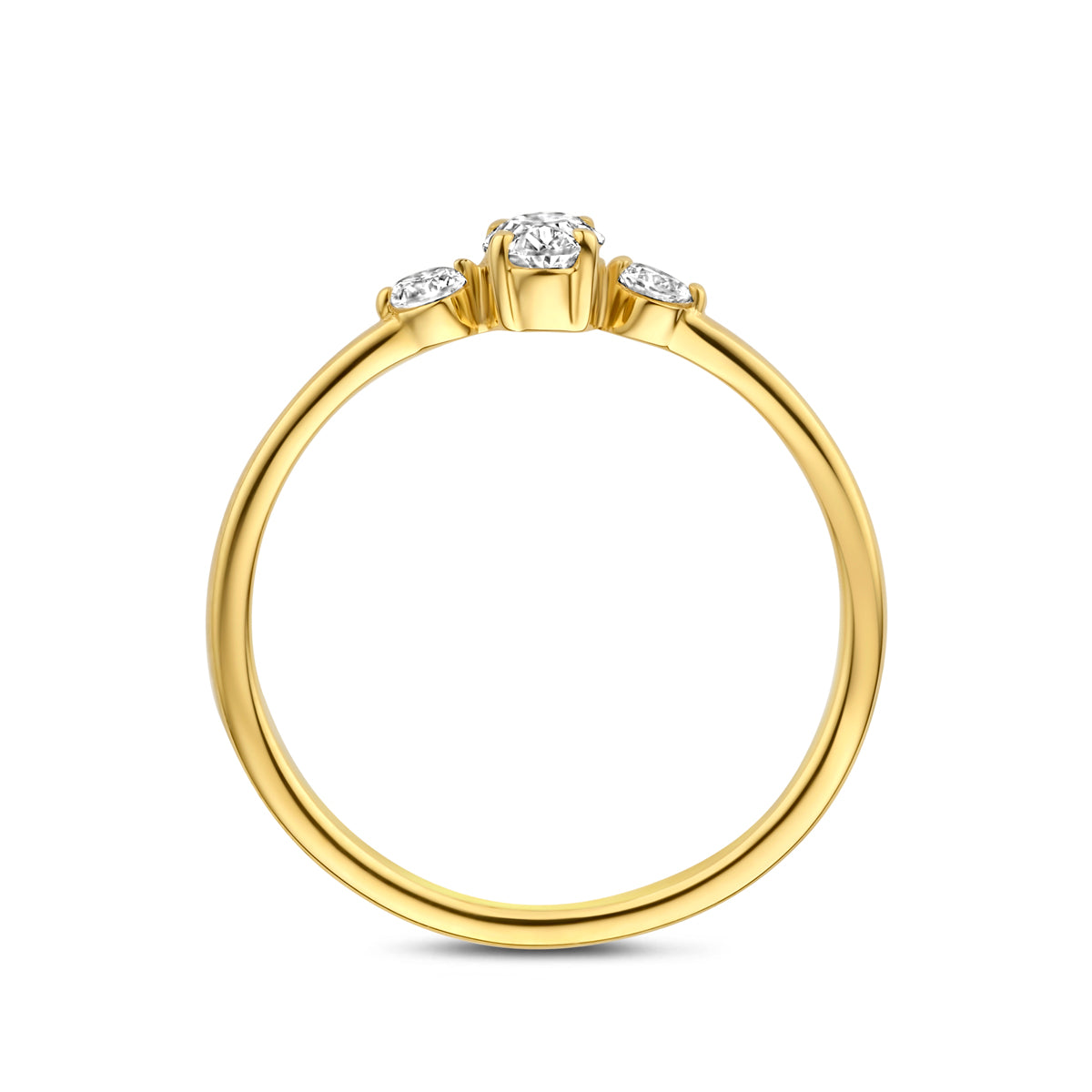 14K Geelgouden Trilogie Ring met Lab Grown Diamant 0,34 ct - aanzicht 3
