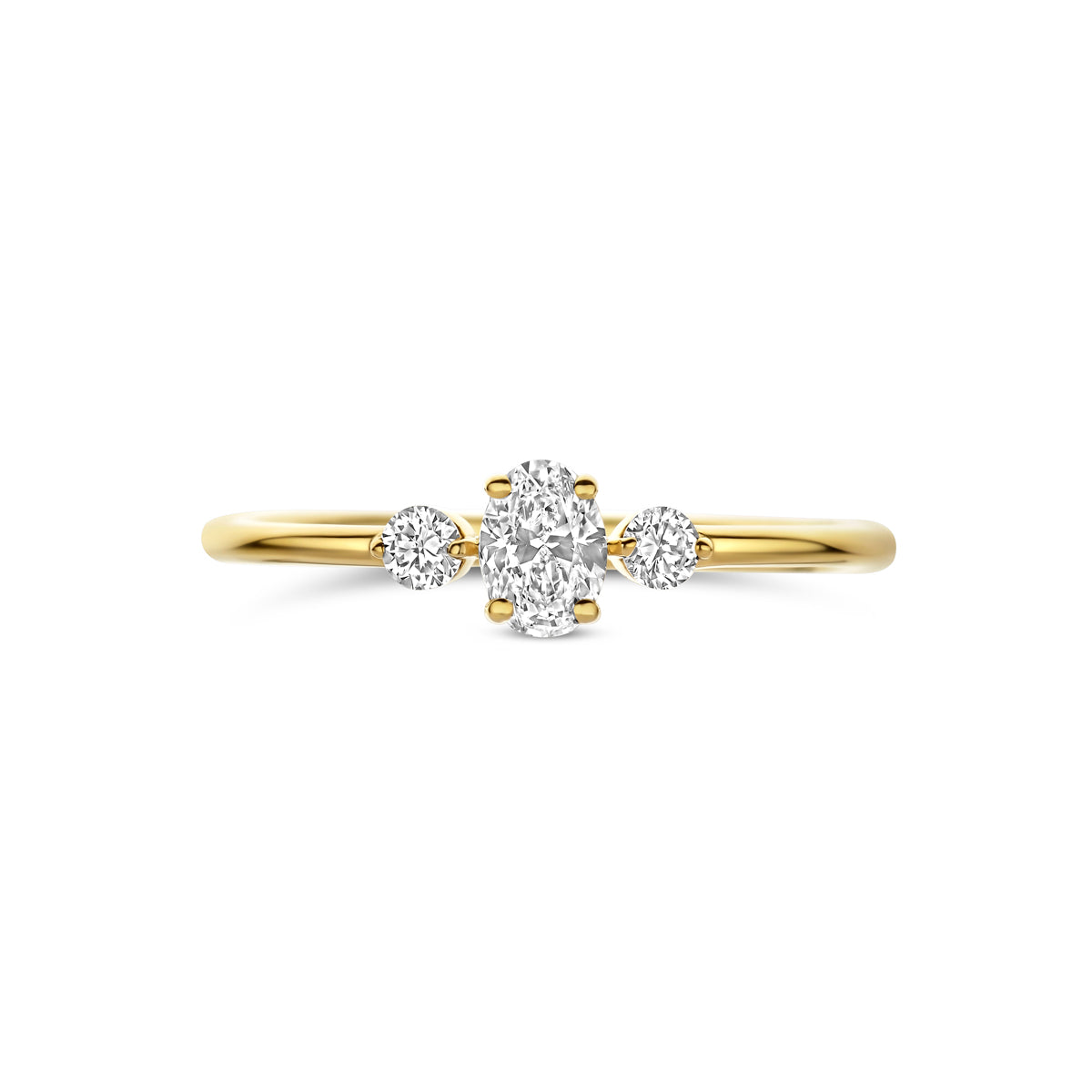 14K Geelgouden Trilogie Ring met Lab Grown Diamant 0,34 ct - aanzicht 4