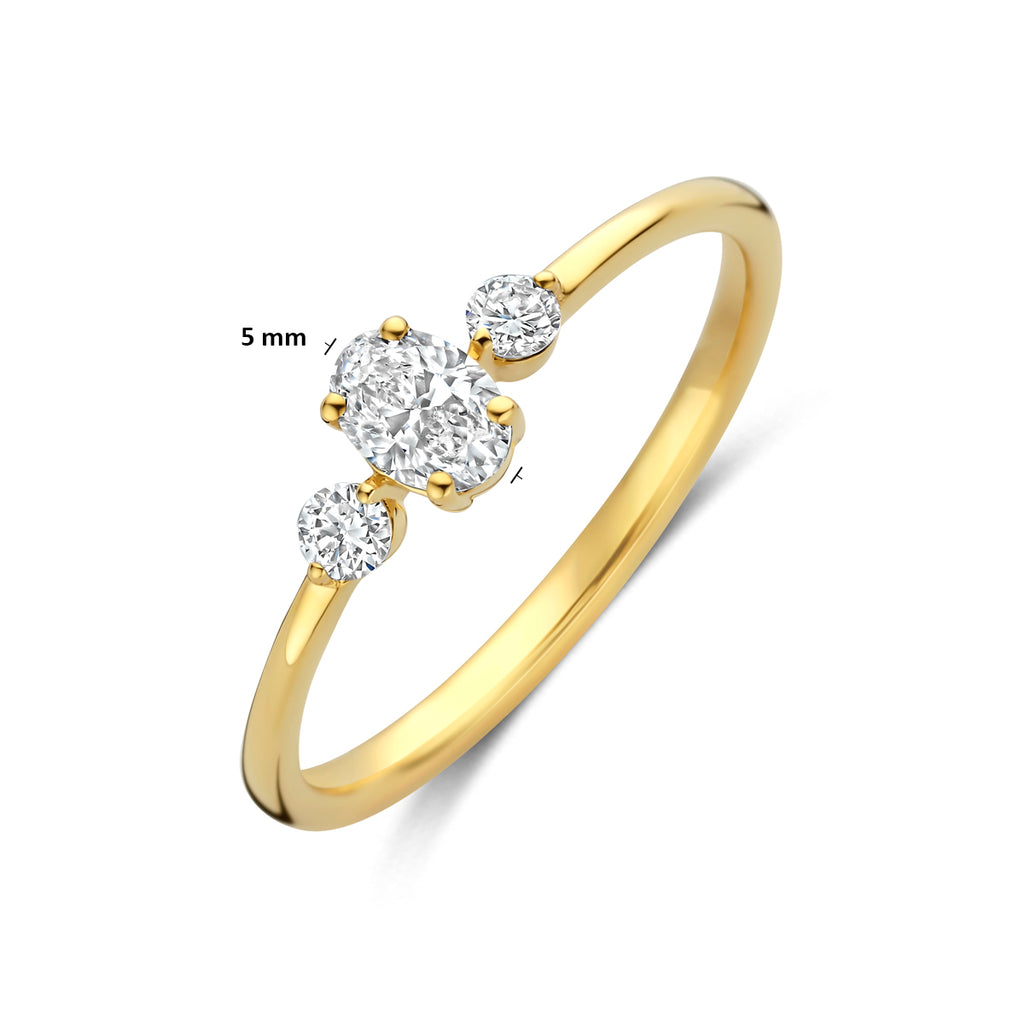 14K Geelgouden Trilogie Ring met Lab Grown Diamant 0,34 ct - aanzicht 5