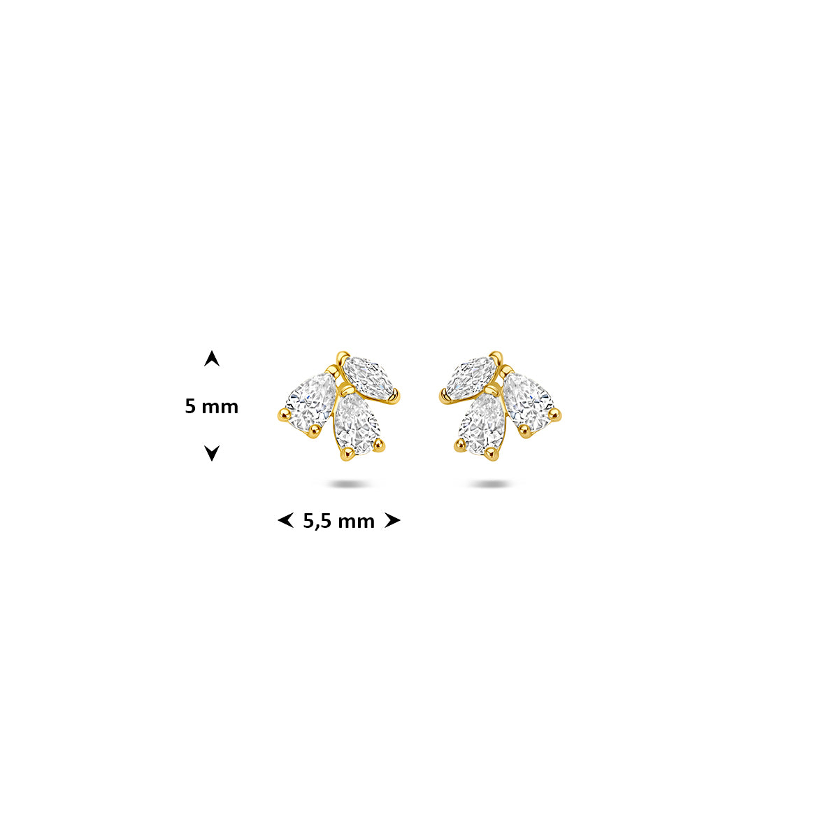 14K geelgouden oorknoppen met zirkonia 5 mm 4037059