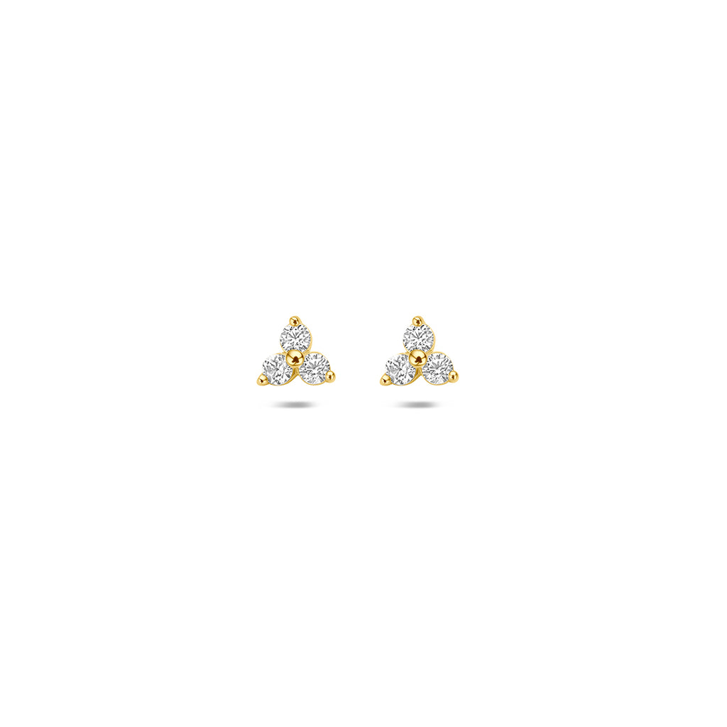14 Karaat Geelgouden Oorknoppen met Zirkonia 3,5 mm