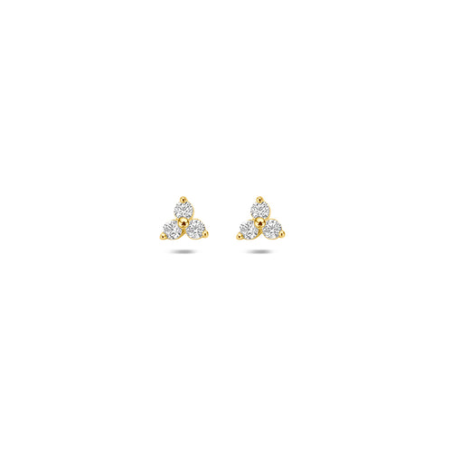 14 Karaat Geelgouden Oorknoppen met Zirkonia 3,5 mm