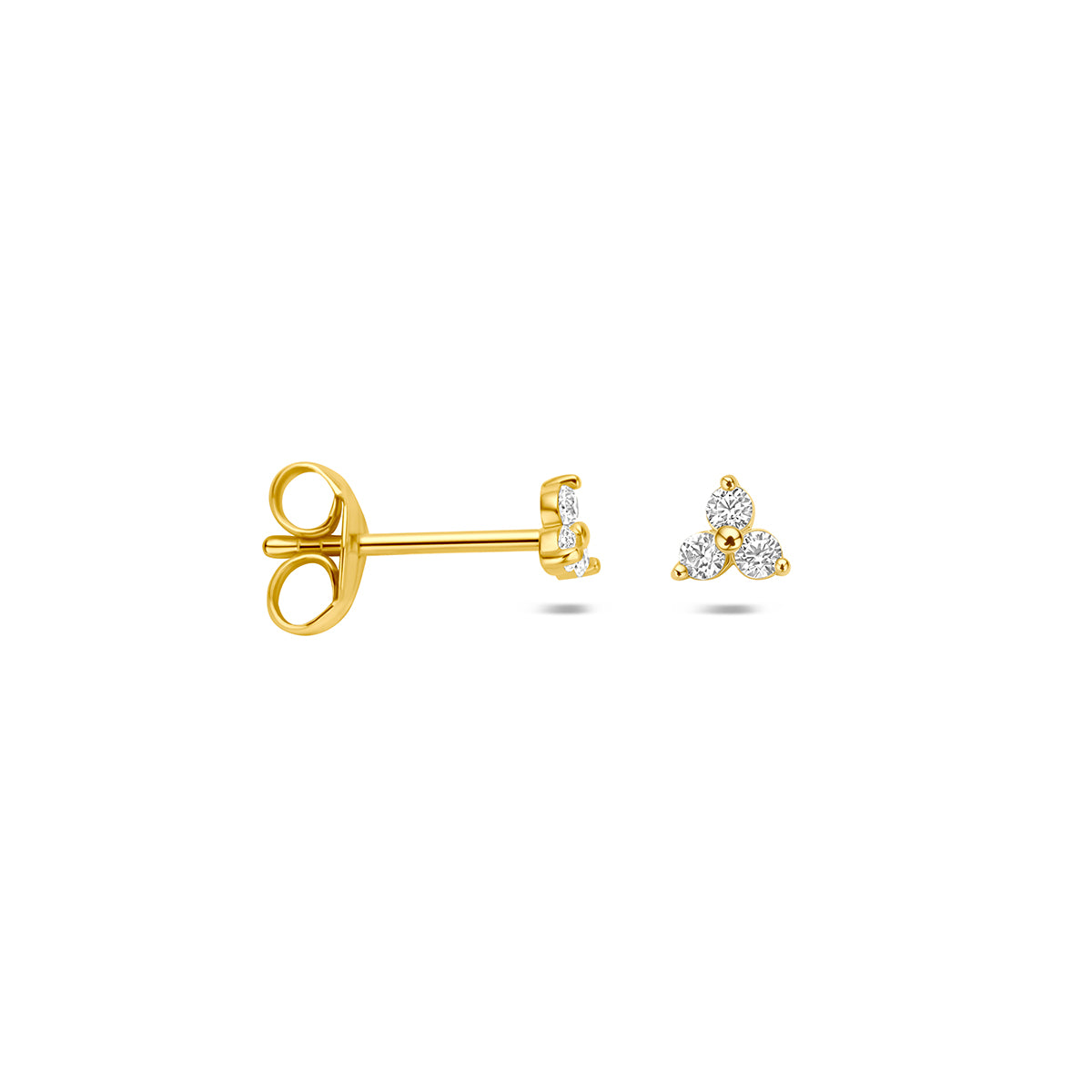 14 Karaat Geelgouden Oorknoppen met Zirkonia 3,5 mm
