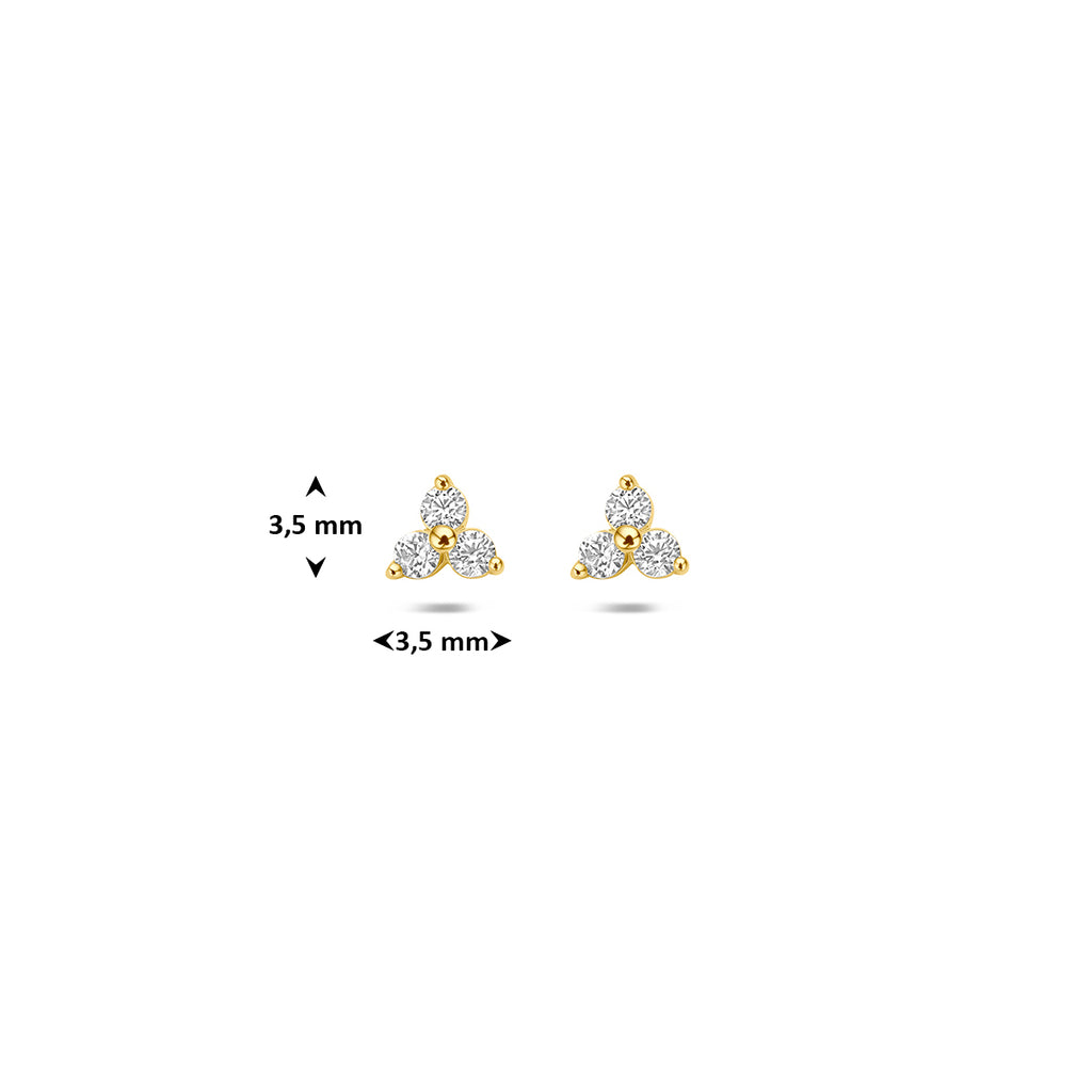 14 Karaat Geelgouden Oorknoppen met Zirkonia 3,5 mm