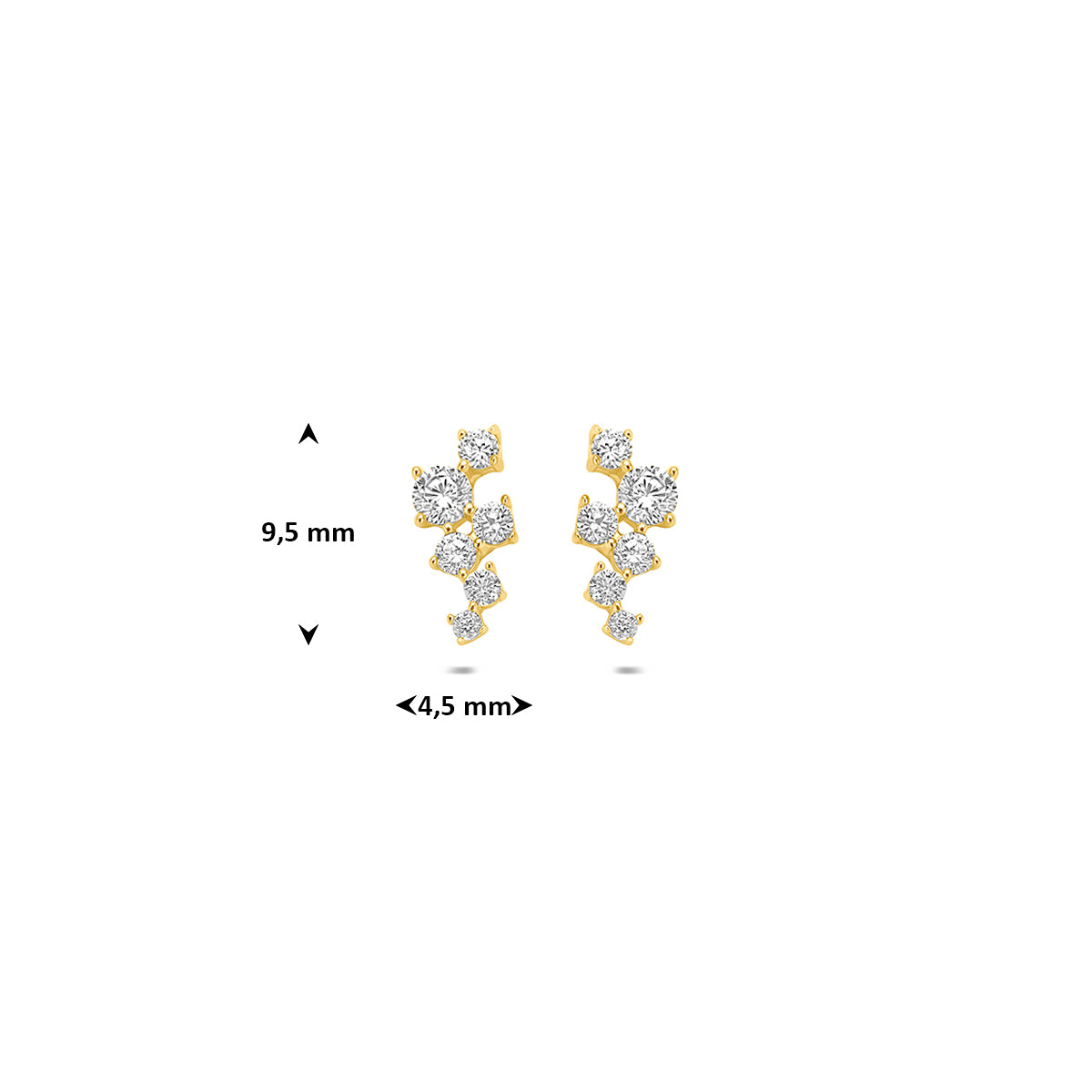 14K geelgouden oorknoppen met zirkonia 9,5 mm 4037063