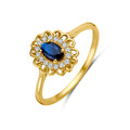 14 Karaat Geelgouden Ring met Blauwe en Witte Zirkonia