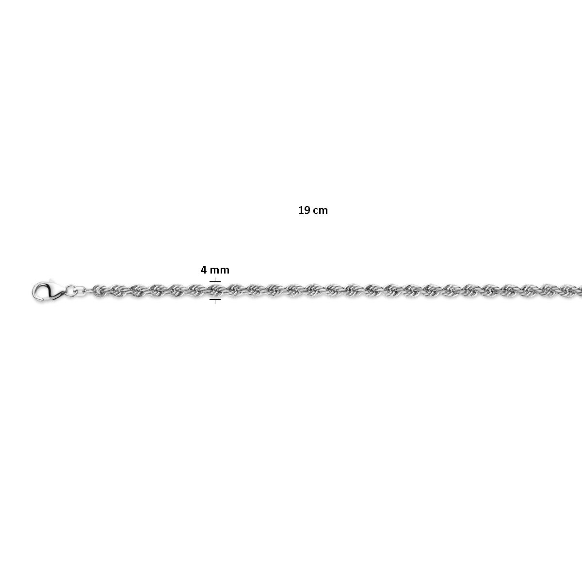 gerhodineerd 925 zilveren koordarmband 4,0 mm