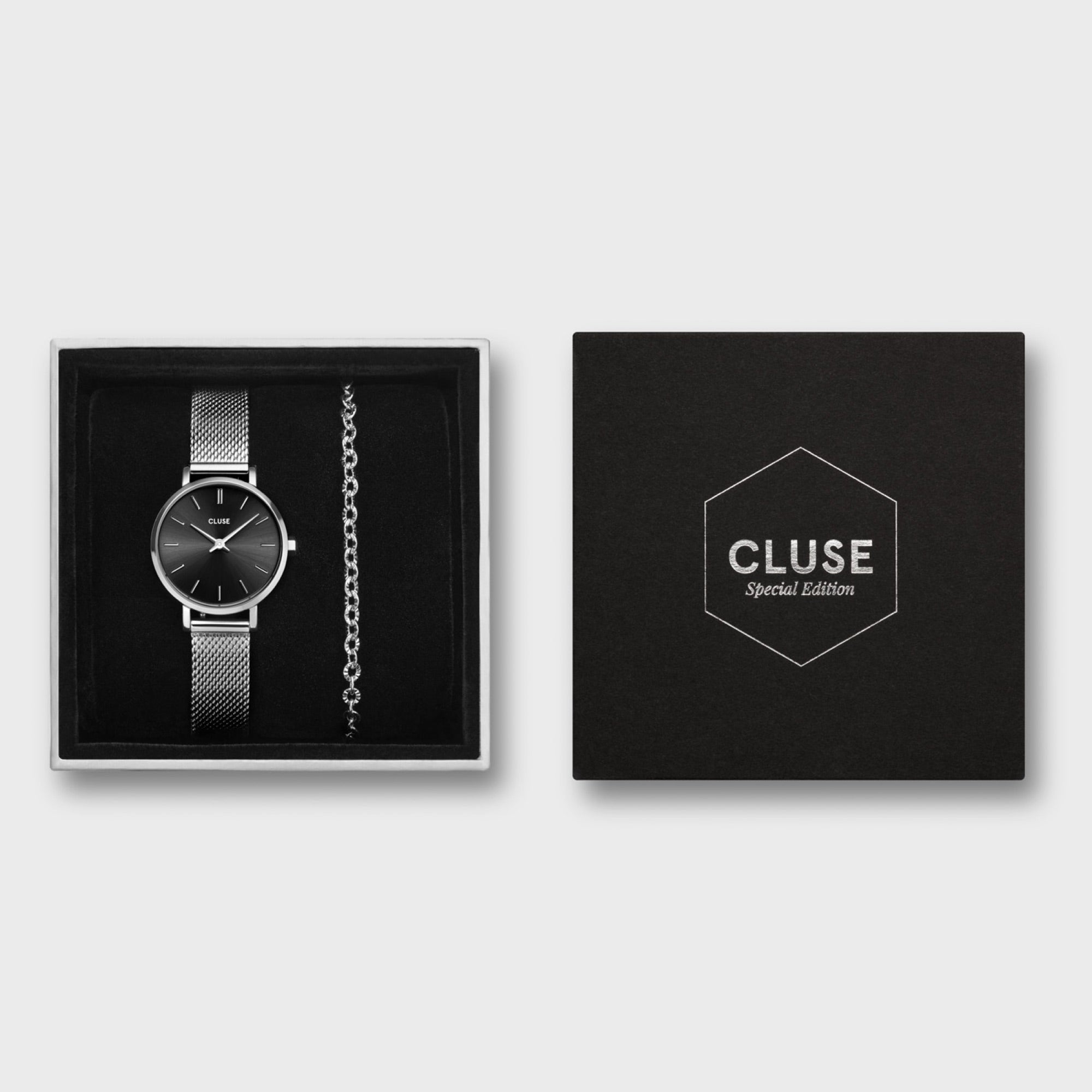 CLUSE Boho Chic Petite Zilverkleurige Horloge- en Armbandgiftbox CG10501