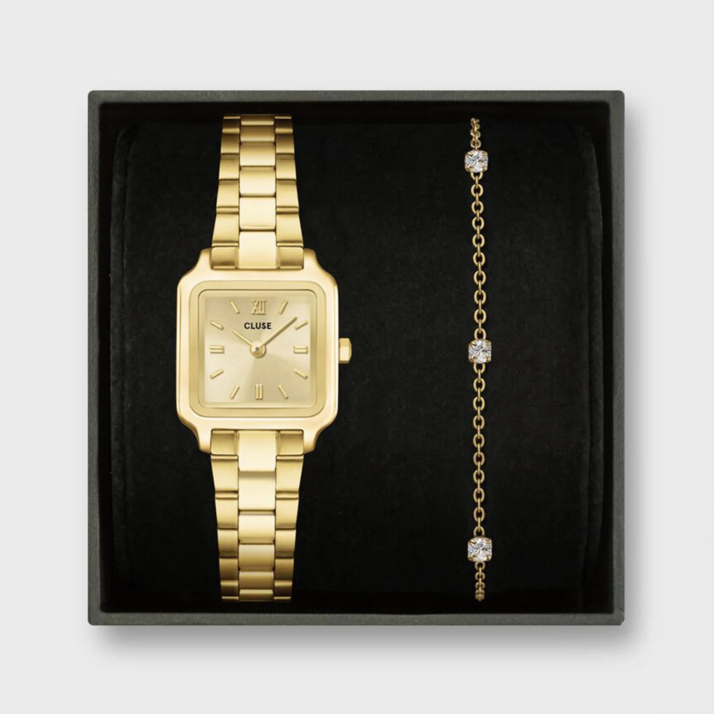 Gracieuse Mini cadeauset CG15501 – goudkleurig horloge & zirkonia armband