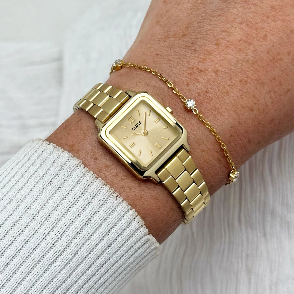 Gracieuse Mini cadeauset CG15501 – goudkleurig horloge & zirkonia armband