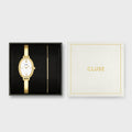 Gift Box LOvale Watch Steel, White & Flat Zirconia Chain Bracelet, Gold Colour