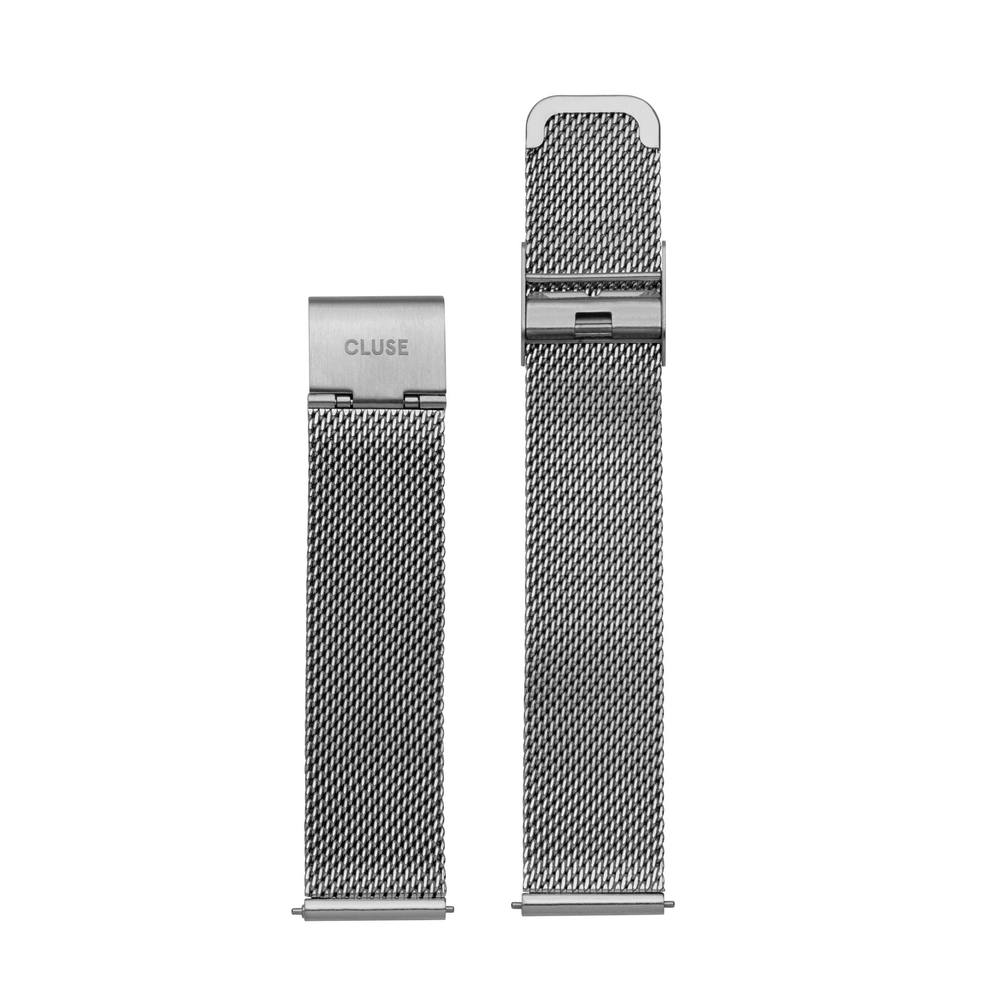 CLUSE Zilverkleurige Mesh Horlogeband 18 mm CS1401101008