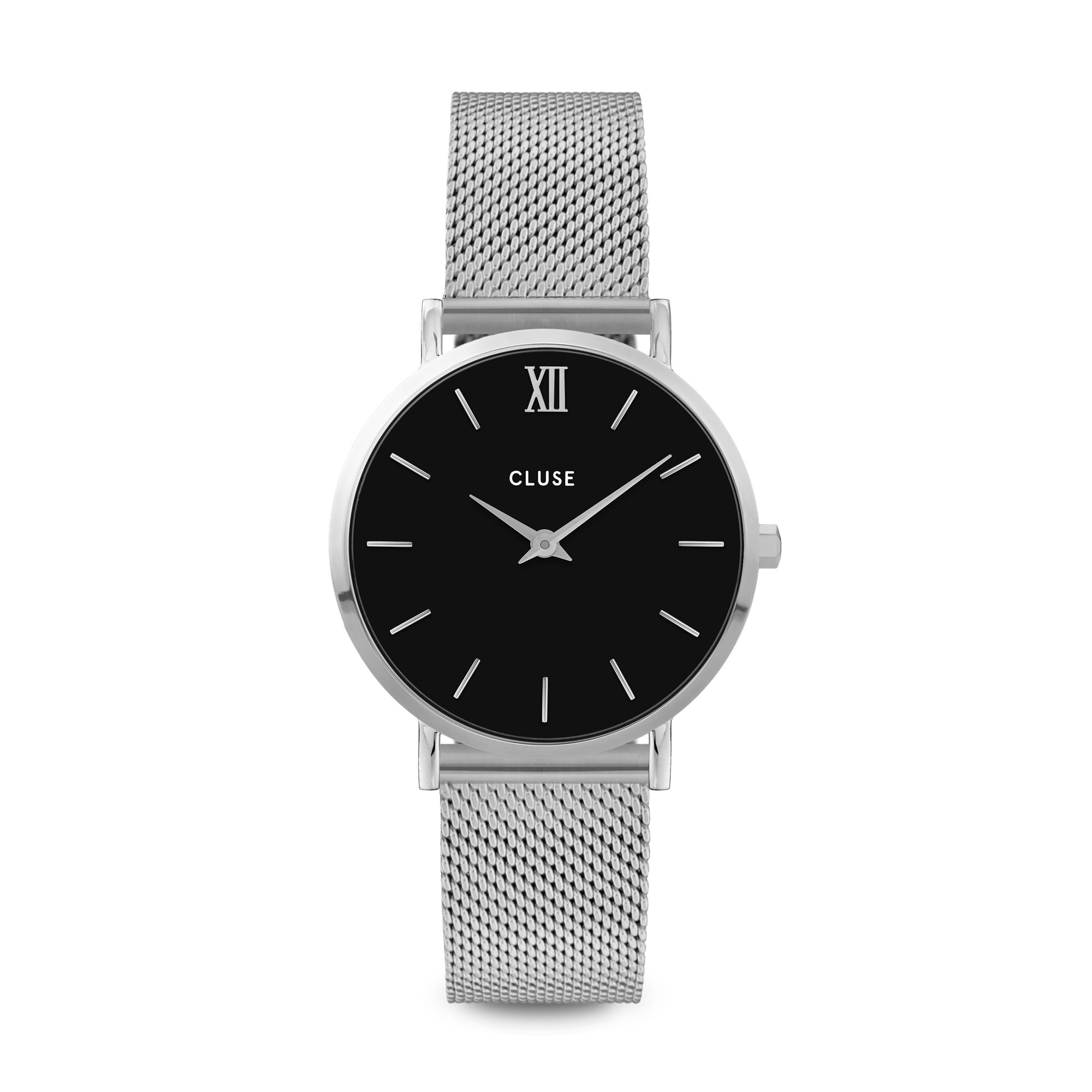 CLUSE Minuit Zilverkleurig Horloge met Zwarte Wijzerplaat CW0101203005