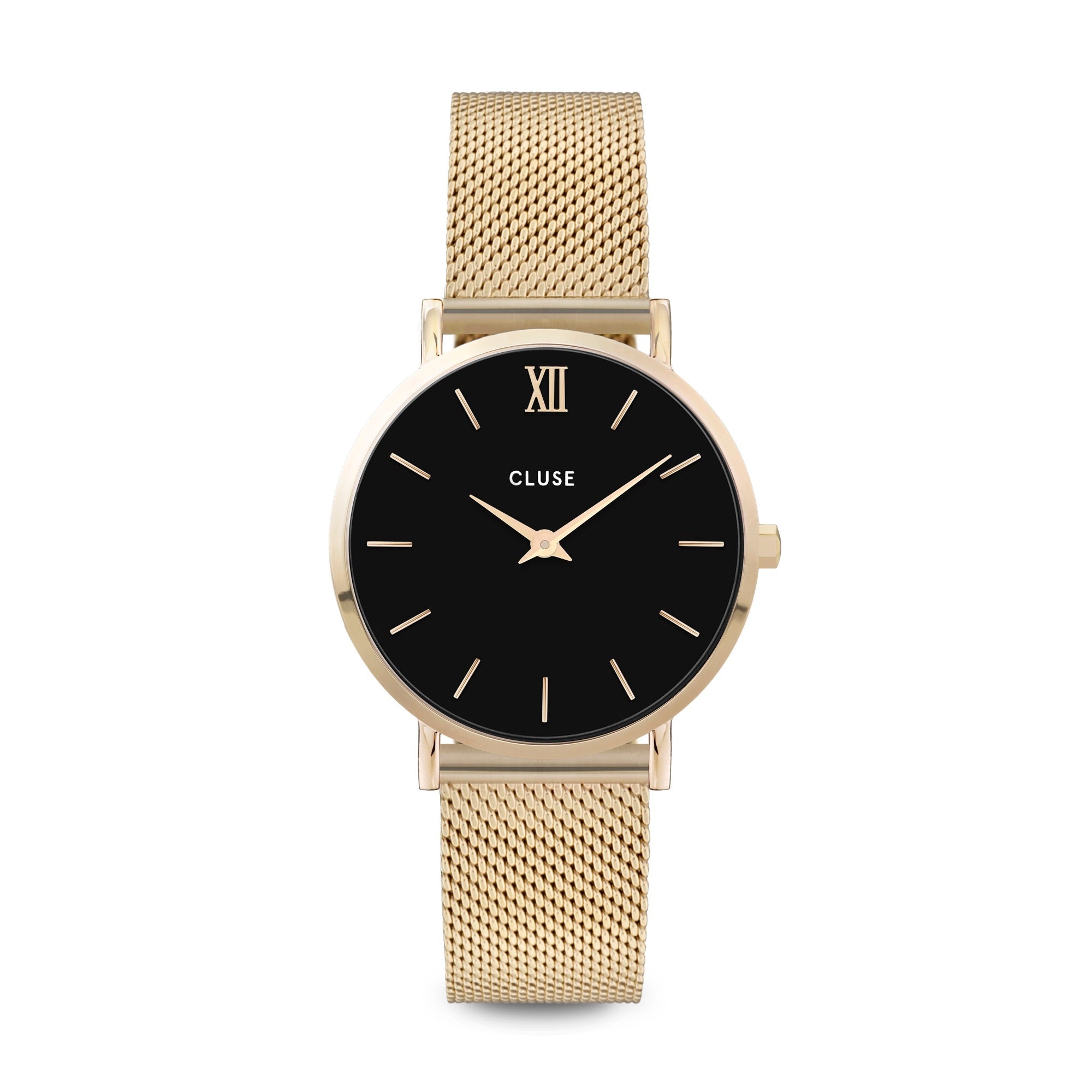 CLUSE Minuit Goudkleurig Horloge met Zwarte Wijzerplaat CW0101203017