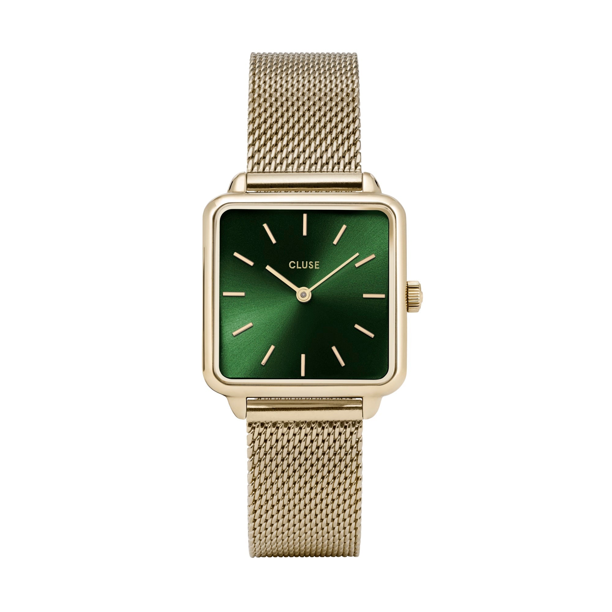 CLUSE La Tétragone Goudkleurig Horloge met Groene Wijzerplaat CW0101207013
