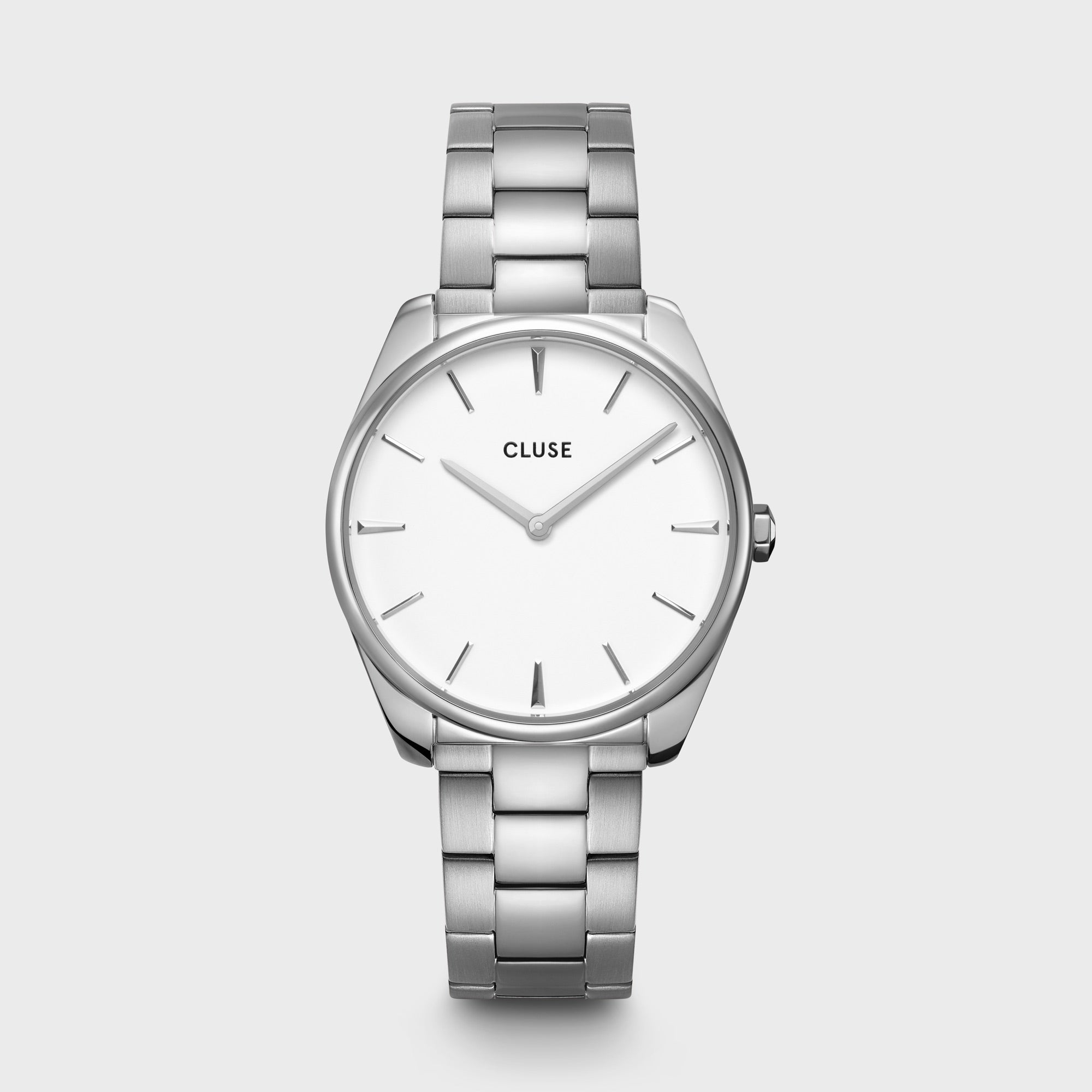 CLUSE Féroce Zilverkleurig Horloge met Witte Wijzerplaat CW0101212003