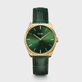 CLUSE Féroce Goudkleurig Horloge met Groene Leren Band CW0101212006