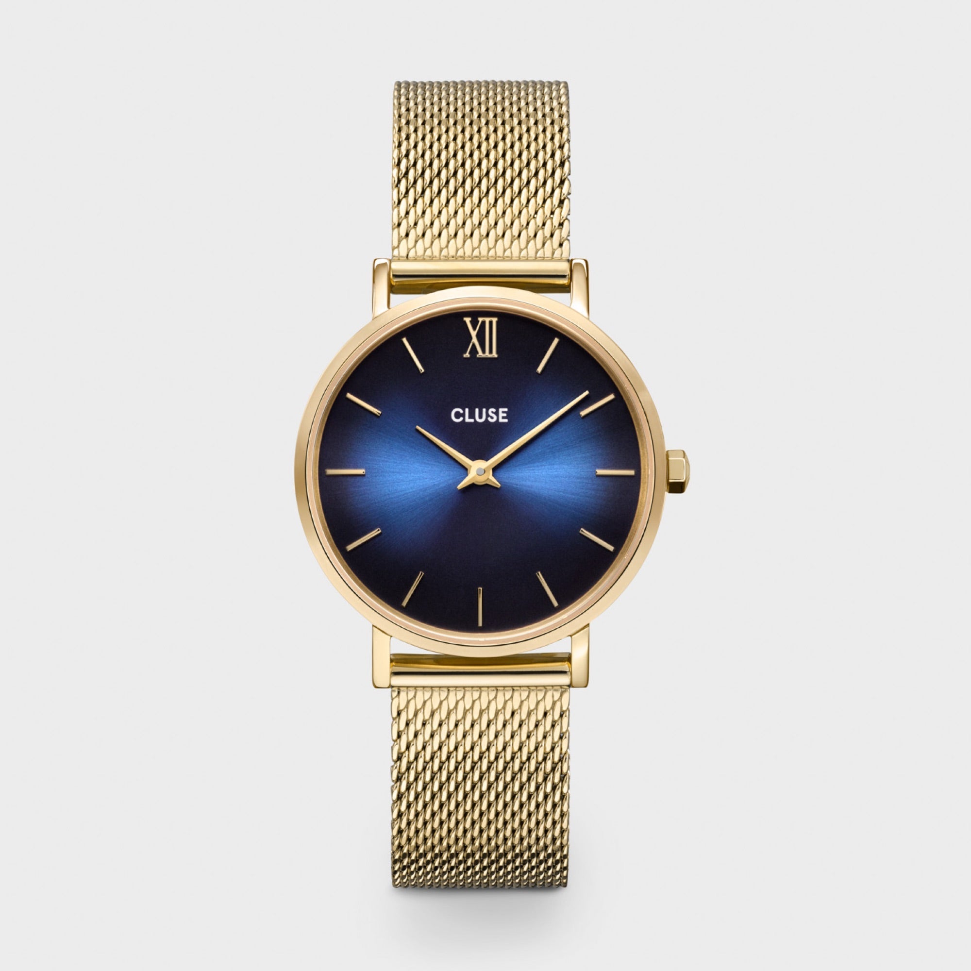 CLUSE Minuit Goudkleurig Horloge met Blauwe Wijzerplaat CW10202